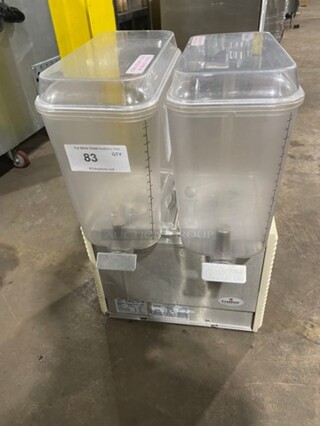 Crathco Commercial Countertop Dual Hopper Beverage Dispenser! Clear Poly Jugs! Stainless Steel Body! Model: D254 SN: T166089 115V