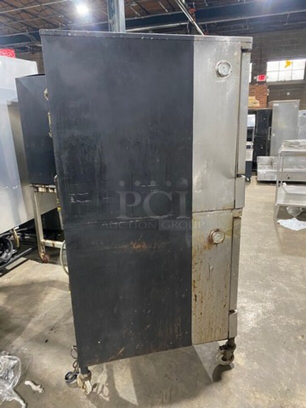 Blodgett Commercial Natural Gas Powered Double Deck Convection Oven! With View Through And Solid Doors! Metal Oven Racks! All Stainless Steel! On Casters! 2x Your Bid Makes One Unit! WORKING WHEN REMOVED! - Image 3 of 10
