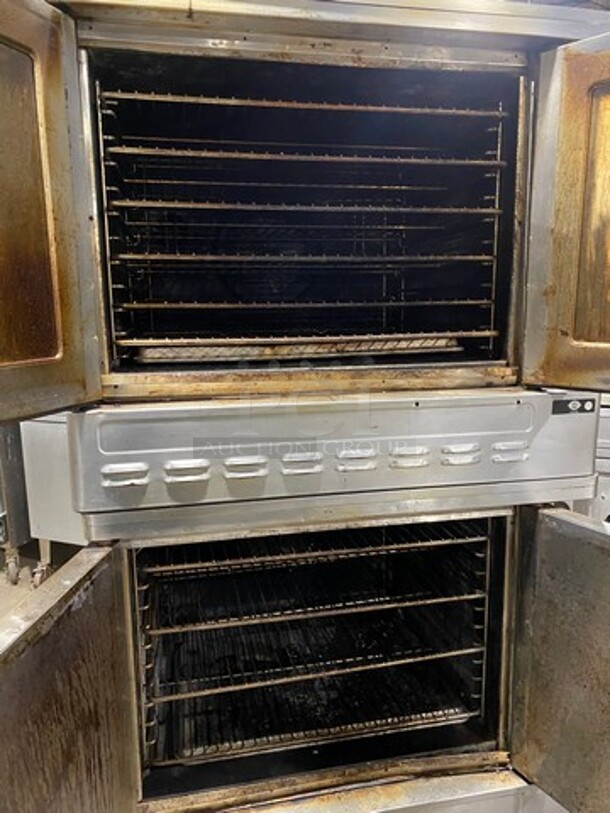 Blodgett Commercial Natural Gas Powered Double Deck Convection Oven! With View Through And Solid Doors! Metal Oven Racks! All Stainless Steel! On Casters! 2x Your Bid Makes One Unit! WORKING WHEN REMOVED! - Image 5 of 10