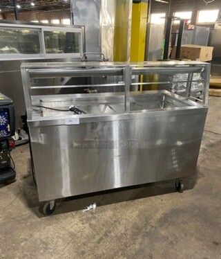 Craig Commercial Refrigerated Food Serving Station Counter/ Cold Pan! With Sneeze Guard! Stainless Steel Body! On Casters! Model: LB530SC 115V 1 Phase