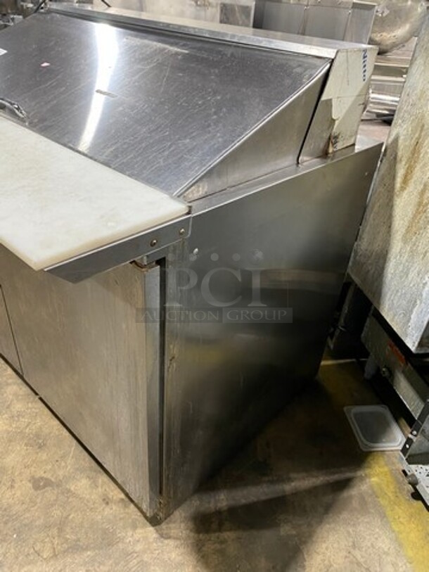Delfield Manitowoc Commercial Refrigerated Sandwich Prep Table! With Commercial Cutting Board! With 2 Door Storage Space Underneath! All Stainless Steel! WORKING WHEN REMOVED! Model: 4448N18MA831 SN: 1610152002924 115V 60HZ 1 Phase - Image 2 of 9