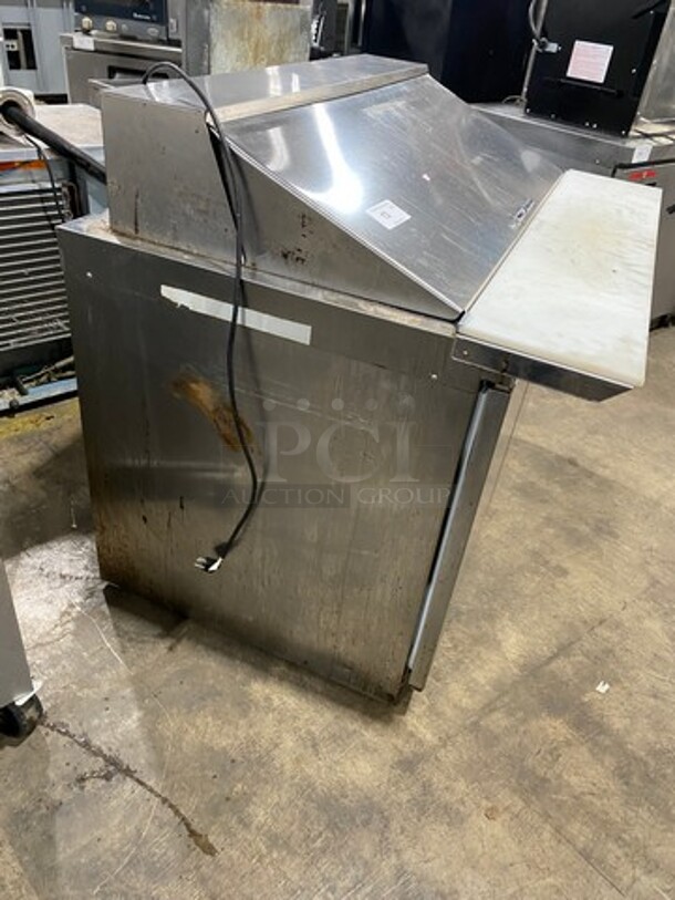 Delfield Manitowoc Commercial Refrigerated Sandwich Prep Table! With Commercial Cutting Board! With 2 Door Storage Space Underneath! All Stainless Steel! WORKING WHEN REMOVED! Model: 4448N18MA831 SN: 1610152002924 115V 60HZ 1 Phase - Image 3 of 9