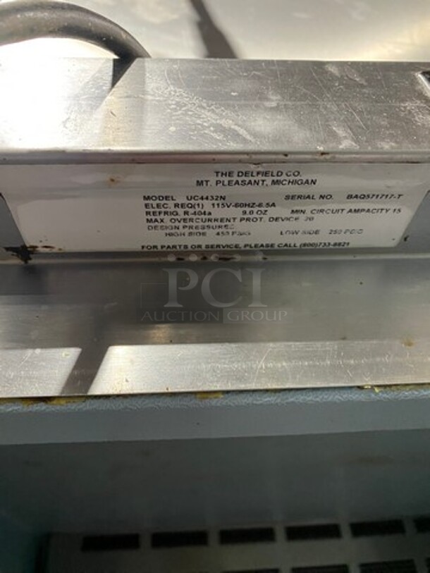 Delfield Commercial Single Door Lowboy/ Worktop Cooler! All Stainless Steel! WORKING WHEN REMOVED! Model: UC4432N SN: BAQ571717T 115V - Image 6 of 7