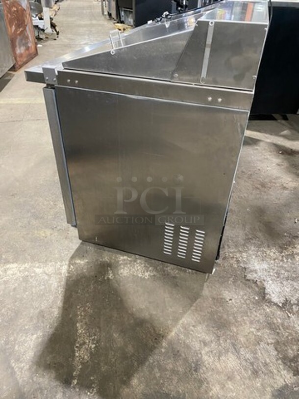 LATE MODEL! Kelvinator Commercial Refrigerated Sandwich Prep Table! With 3 Door Storage Space Underneath! All Stainless Steel! On Casters! Model: KCHMT7030 SN: 20820008 115V 1Phase! Working When Removed!  - Image 3 of 9