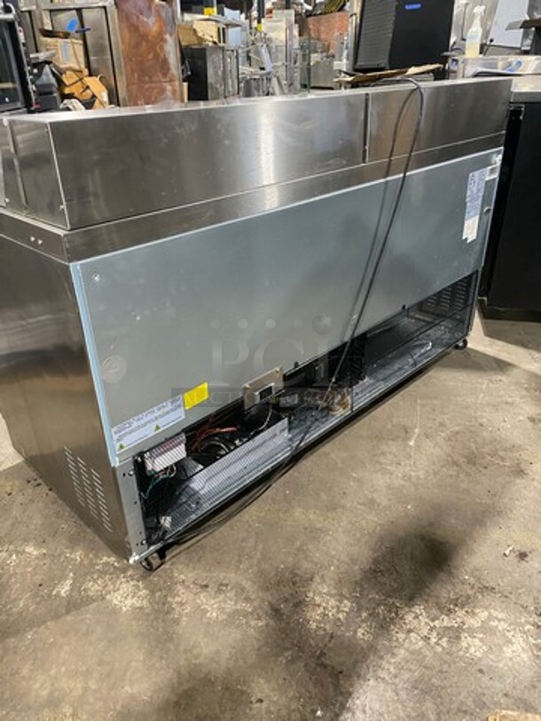LATE MODEL! Kelvinator Commercial Refrigerated Sandwich Prep Table! With 3 Door Storage Space Underneath! All Stainless Steel! On Casters! Model: KCHMT7030 SN: 20820008 115V 1Phase! Working When Removed!  - Image 4 of 9