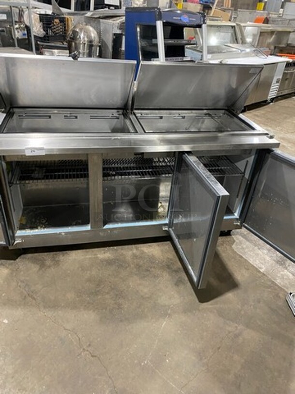 LATE MODEL! Kelvinator Commercial Refrigerated Sandwich Prep Table! With 3 Door Storage Space Underneath! All Stainless Steel! On Casters! Model: KCHMT7030 SN: 20820008 115V 1Phase! Working When Removed!  - Image 5 of 9