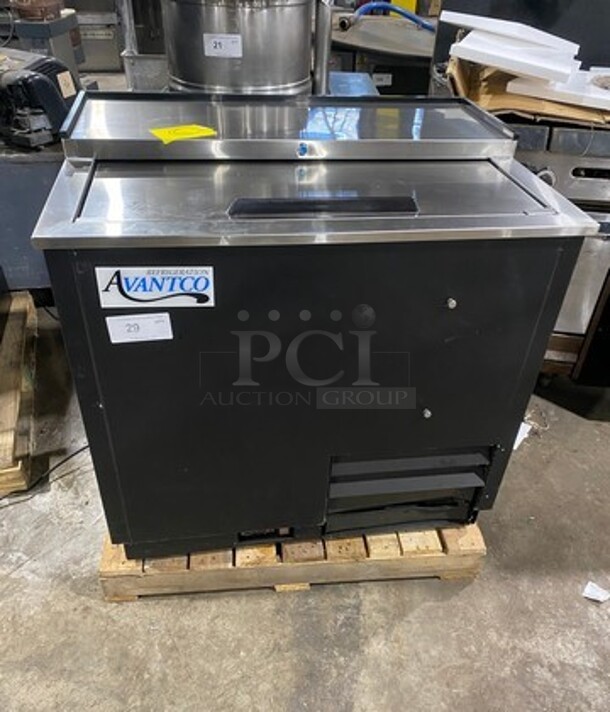 LATE MODEL! Avantco Commercial Bar Back Beer Bottle Cooler! With Sliding Stainless Steel Top Door! Model: 17BHBB36HC 115V 1 Phase! Working When Removed! - Image 1 of 9