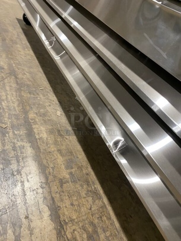 NEW LATE MODEL! Scratch- N- Dent Omcan Commercial 3 Door Reach In Cooler Merchandiser! With View Through Doors! Stainless Steel Body! Model: CFD3RRGHC 115V 1 Phase! On Casters! - Image 6 of 10