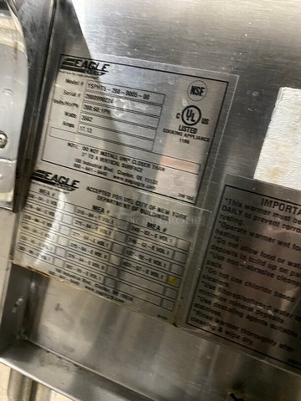 Eagle Commercial Electric Powered 5 Well Steam Table! With Storage Space Underneath! All Stainless Steel! On Casters! Model: YSPHT5 SN: 2008990224 208V 60HZ 1 Phase - Image 9 of 10