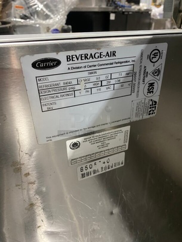 Beverage Air Single Side Access Milk Cooler! Stainless Steel! On Casters! Model: SM49N 115V 60HZ 1 Phase - Image 6 of 7