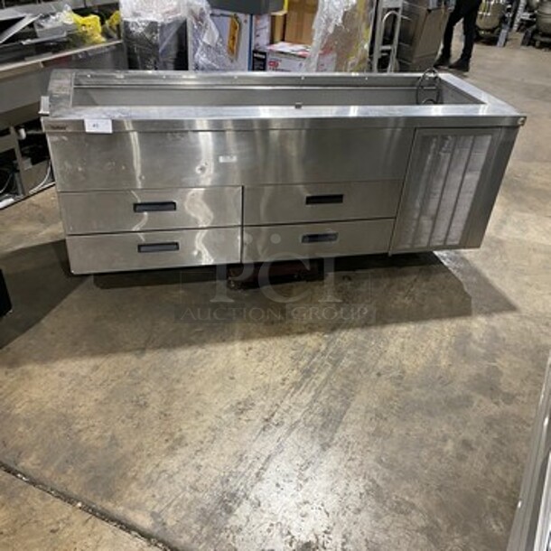 Delfield Commercial Refrigerated Pizza Prep Table! With 4 Drawers Storage Space! All Stainless Steel! - Image 1 of 11