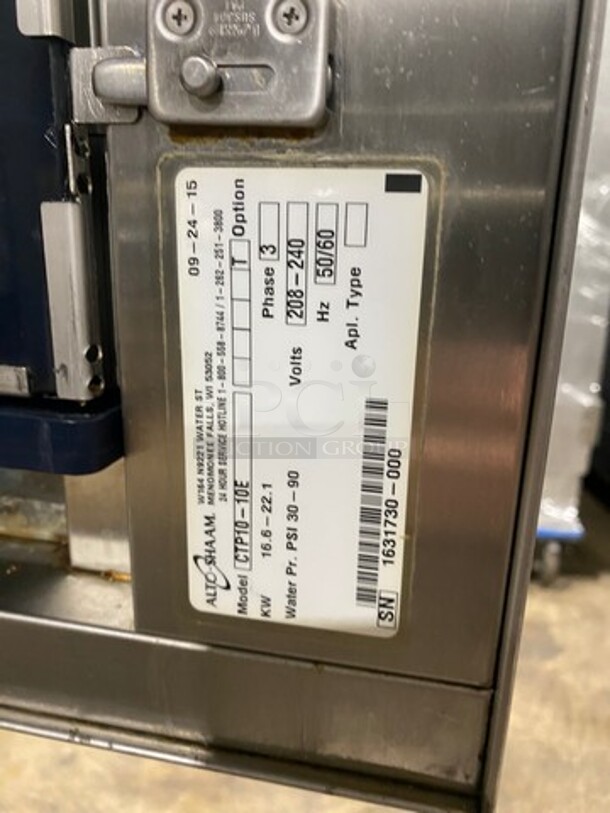 LATE MODEL 2016 Alto Shaam Commercial Electric Powered Combitherm Convection Oven! With Underneath Storage Space! All Stainless Steel! On Legs! Model: CTP1010E SN: 1631730000 208/240V 60HZ 3 Phase! Working When Removed! - Image 8 of 11