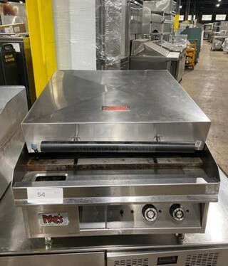Lang Commercial Electric Powered Clamshell Hood Infrared Flat Griddle! All Stainless Steel! On Small Legs! WORKING WHEN REMOVED! Model: 124TH208MGT SN: GT1241210A0001 208V 60HZ 1/3 Phase