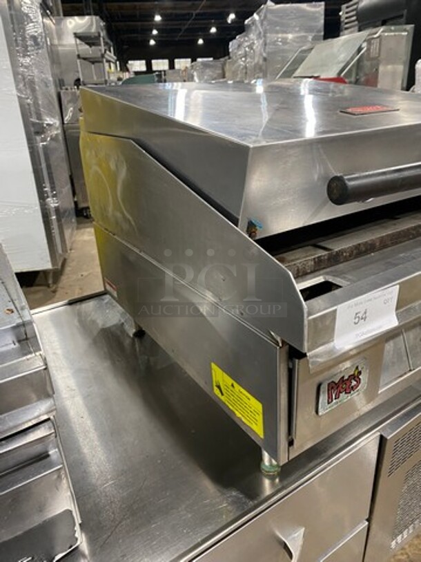 Lang Commercial Electric Powered Clamshell Hood Infrared Flat Griddle! All Stainless Steel! On Small Legs! WORKING WHEN REMOVED! Model: 124TH208MGT SN: GT1241210A0001 208V 60HZ 1/3 Phase - Image 2 of 9