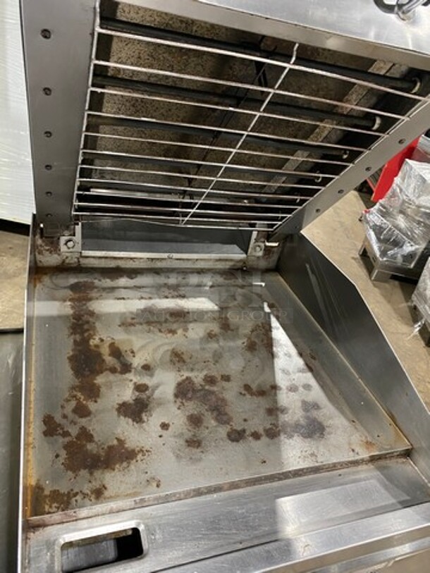 Lang Commercial Electric Powered Clamshell Hood Infrared Flat Griddle! All Stainless Steel! On Small Legs! WORKING WHEN REMOVED! Model: 124TH208MGT SN: GT1241210A0001 208V 60HZ 1/3 Phase - Image 6 of 9