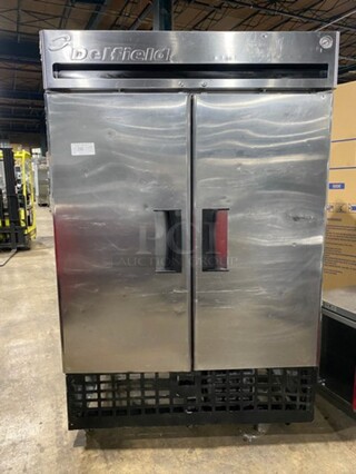 Delfield Commercial 2 Door Reach In Cooler! Poly Coated Racks! All Stainless Steel! On Casters! Model: VRR2S SN: BBZ578079T 115V