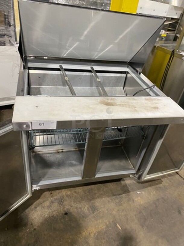 Universal Coolers Commercial Refrigerated Sandwich Prep Table! With 2 Door Storage Space Underneath! With Poly Coated Rack! All Stainless Steel! On Casters! - Image 5 of 9