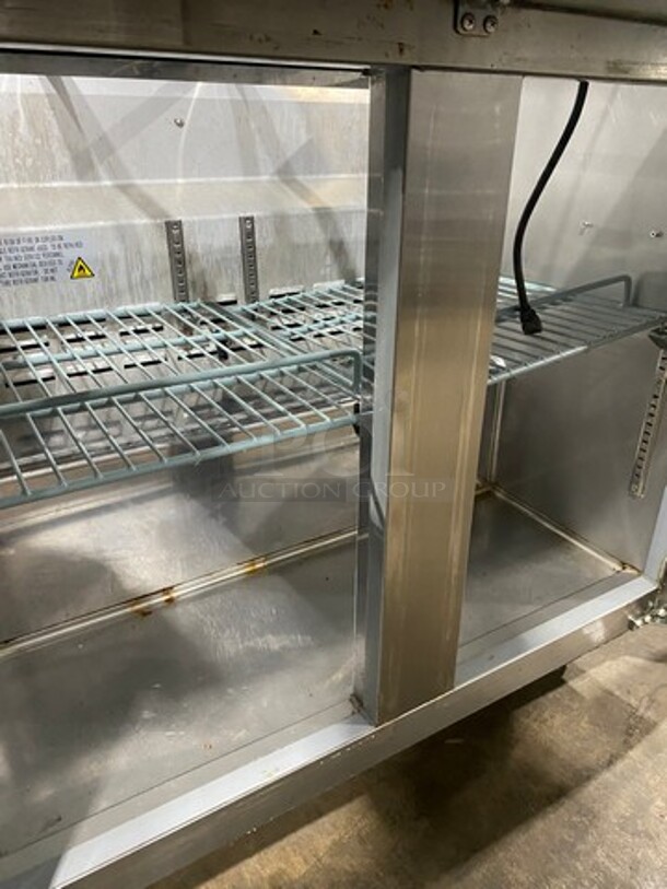 Universal Coolers Commercial Refrigerated Sandwich Prep Table! With 2 Door Storage Space Underneath! With Poly Coated Rack! All Stainless Steel! On Casters! - Image 6 of 9