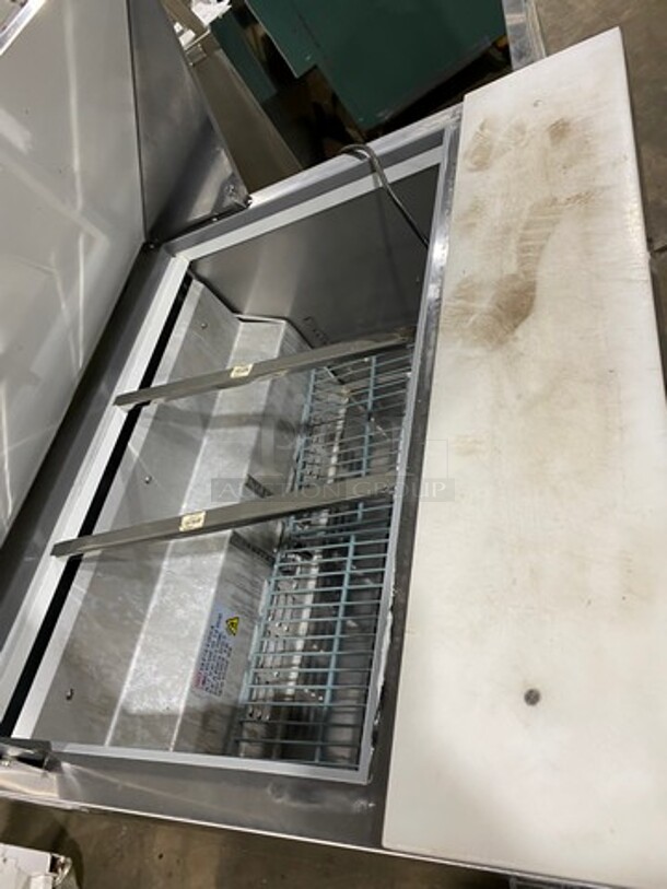 Universal Coolers Commercial Refrigerated Sandwich Prep Table! With 2 Door Storage Space Underneath! With Poly Coated Rack! All Stainless Steel! On Casters! - Image 7 of 9