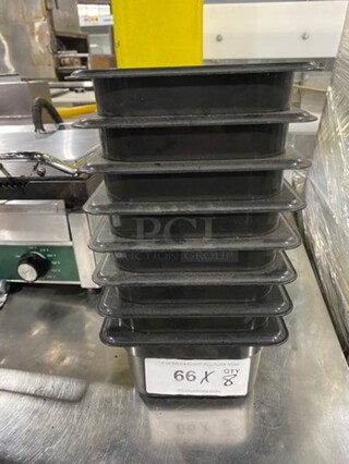 Cambro Black Poly 1/9x4" Food Containers! 8x Your Bid!