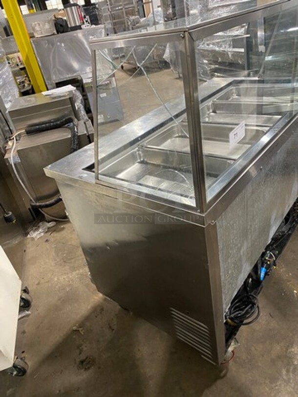 Leader Commercial Refrigerated Food Serving Station Counter/ Cold Pan! With Sneeze Guard! Stainless Steel Body! On Casters! - Image 2 of 9