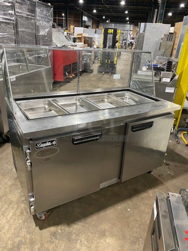 Leader Commercial Refrigerated Food Serving Station Counter/ Cold Pan! With Sneeze Guard! Stainless Steel Body! On Casters! - Image 3 of 9