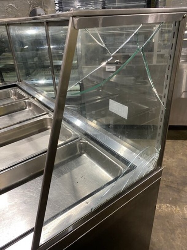 Leader Commercial Refrigerated Food Serving Station Counter/ Cold Pan! With Sneeze Guard! Stainless Steel Body! On Casters! - Image 5 of 9