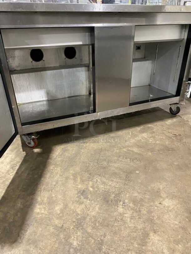 Leader Commercial Refrigerated Food Serving Station Counter/ Cold Pan! With Sneeze Guard! Stainless Steel Body! On Casters! - Image 7 of 9