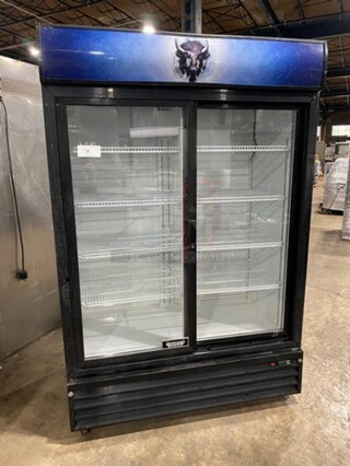 Bison Commercial 2 Door Reach In Cooler Merchandiser! With View Through Doors! With Poly Coated Racks! Model: BGM49SD SN: 1400WAB20170210003 115V