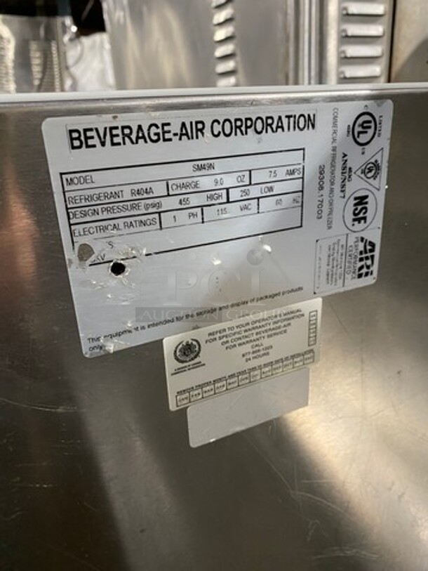 Beverage Air Single Side Access Milk Cooler! Stainless Steel! On Casters! Model: SM49N 115V 1 Phase - Image 6 of 7