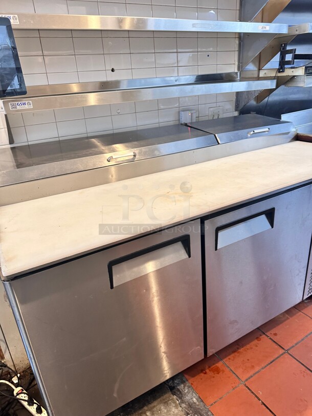 Late Model Atosa MPF8202GR 67 inch Double Section Refrigerated Pizza Prep Table 115 Volt Working - Image 2 of 8