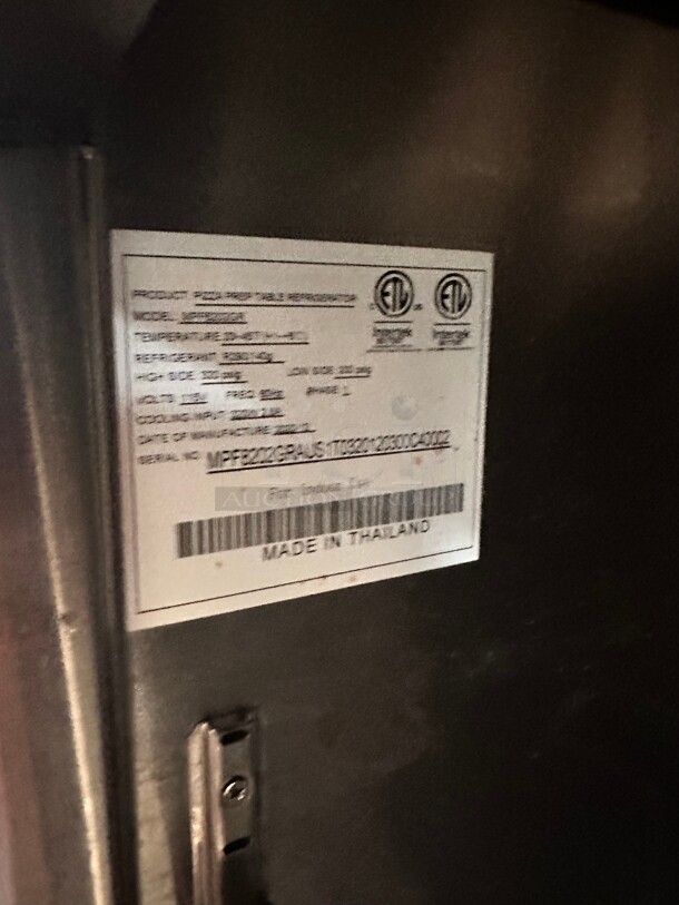 Late Model Atosa MPF8202GR 67 inch Double Section Refrigerated Pizza Prep Table 115 Volt Working - Image 7 of 8