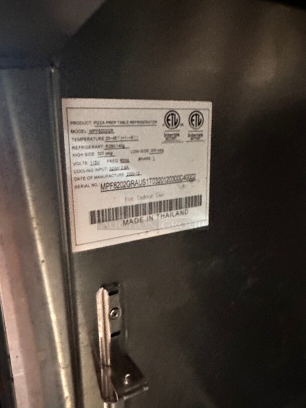 Late Model Atosa MPF8202GR 67 inch Double Section Refrigerated Pizza Prep Table 115 Volt Working - Image 8 of 8