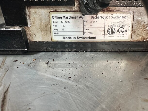 Ditting KR1203 Commercial Coffee Grinder 115 Volt Working - Image 6 of 7
