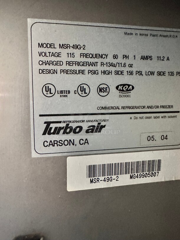 Turbo Air MSR-49G-2 2 Glass Door Refrigerator Merchandiser 49 cu. ft. 115 Volt - Image 7 of 7