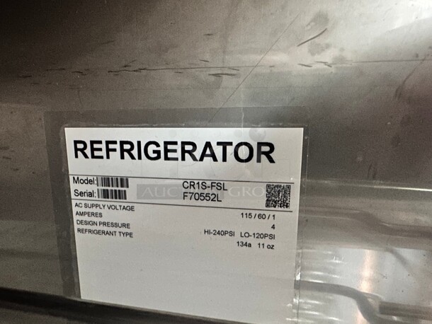 Late Model Hoshizaki CR1S-FSL Steelheart 28 inch One Section Reach In Refrigerator, (1) Left Hinge Solid Door, 115v Wokring - Image 9 of 9
