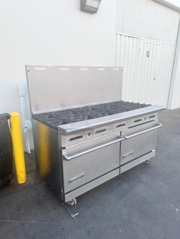 Fully Refurbished American Range AR-10  10 Burner Gas Range w/ (2) Standard Ovens Working - Image 5 of 10
