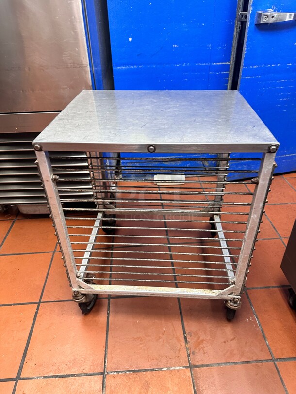 Advance Tabco  25 inch  Mixer Table w/ All Stainless Pan Slide Base, Mobile, on Wheels - Image 5 of 6