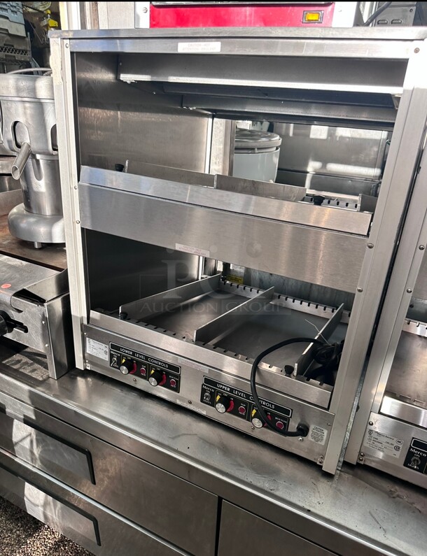 New Merco Savory 2TSW-2624 19 1/5 inch W Freestanding Warming Unit w/ (2) Shelves & (6) Trays - 120v Working - Image 4 of 6