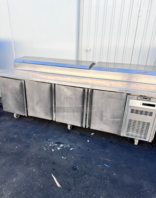 Blue Air BCPP-100 100 inch Wide 3 Door Pizza Prep Table 115 Volt