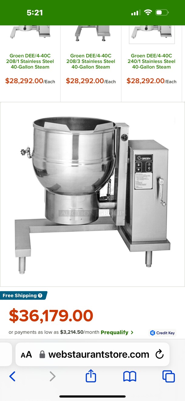 Working Groen DHT/40 40 gal Steam Kettle - Manual Tilt, 2/3 Jacket, Natural Gas Rare Find On Pallet and Ready Ship  - Image 6 of 6
