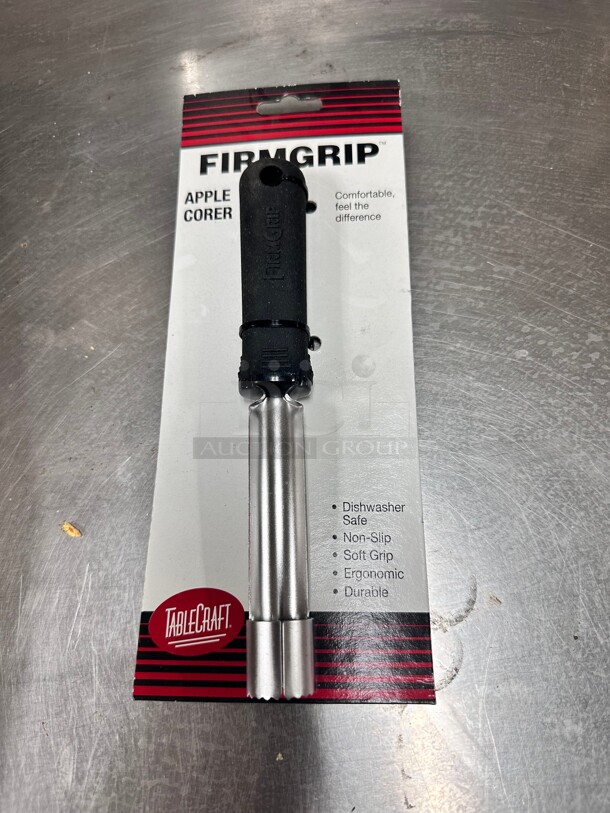 New Tablecraft 10985 8 1/4 inch Apple Corer w/ Ergonomic Soft Grip Handle - Image 1 of 5