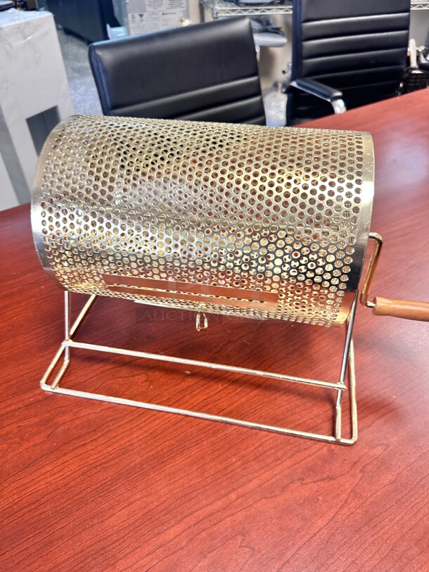 Raffle Drum, Professional Brass Plated Raffle Ticket Spinning Cage with Wooden Turning Handle
15x12x12 - Image 2 of 5