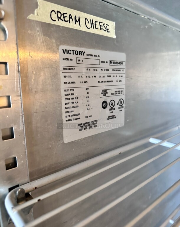 Late Model Victory Refrigeration VR-2 V-Series 2-Door Reach-In Refrigerator 115 Volt Working - Image 5 of 6