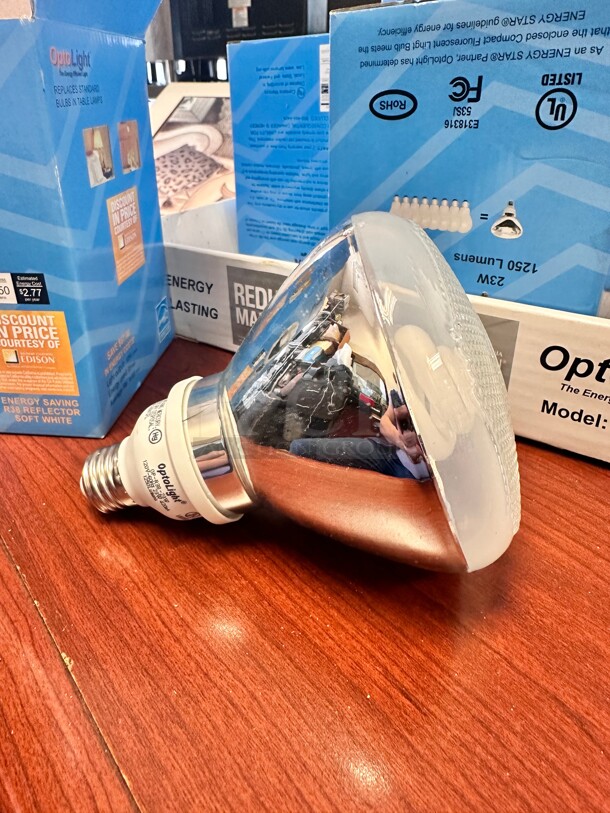 New BRAND NEW OPTOLIGHT CFL Bulbs 23W = 100W equivalent Model# OP-R38-23W 120V Working - Image 6 of 8