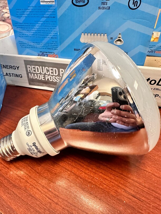 New BRAND NEW OPTOLIGHT CFL Bulbs 23W = 100W equivalent Model# OP-R38-23W 120V Working - Image 7 of 8