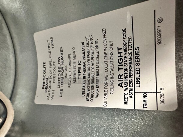 New PRESCOLITE DBXQL LED Downlight Housing, 6 In, LED, 120V - Image 6 of 7
