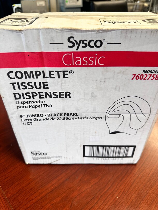 New Sysco Classic Complete Toilet Tissue Dispenser, Black 9 inch Twin Jumbo - Image 2 of 7