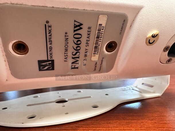 Sound Advance FMS660W 6-1/2 inch 70/100V 8 Ohm 2-Way Indoor/Outdoor Speaker White working With Mounting Bracket  - Image 3 of 7