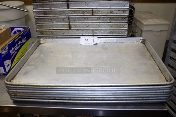 Chicago Metallic 40804 StayFlat Full Size 18 Gauge 18" x 26" Wire in Rim Aluminum Sheet Pans. 8x Your Bid - Image 1 of 2